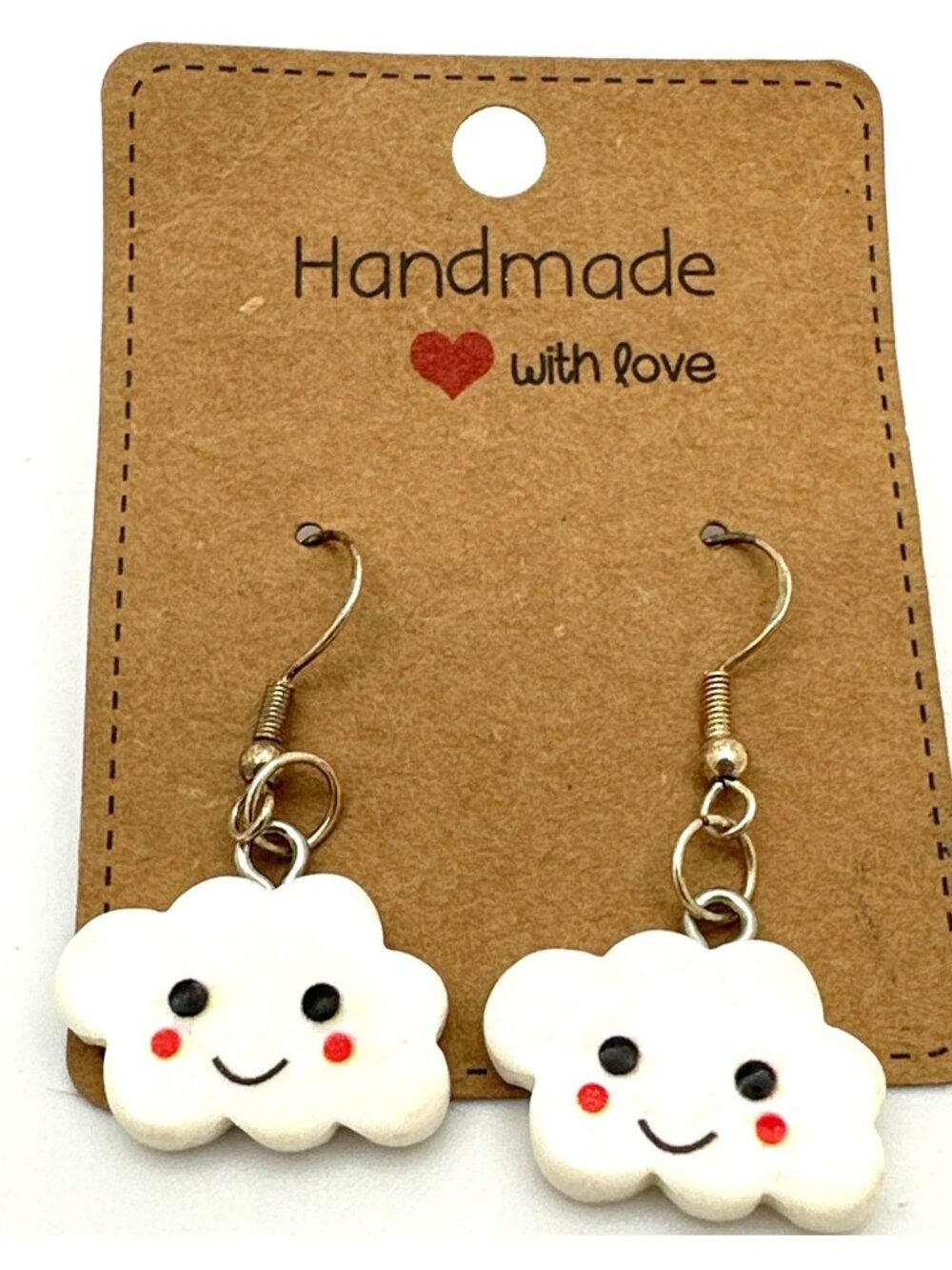 Kids Earrings Smiley Happy Face Cloud Handmade Dangle Drop Teens